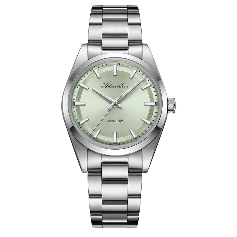 ADDIESDIVE 36mm AD2066 Men Watch BGW9 Luminou Bubble Mirror Glass 316L Stainless Steel Reloj Hombre 100m Waterproof Quartz Watch