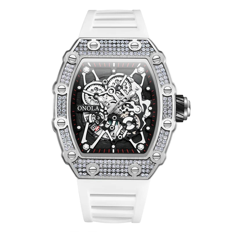 2022 New Men's Watch ONOLA Fashion Luxury Diamond Inlaid Design Quartz Waterproof Tape Watches Men Relogio Masculino Clock