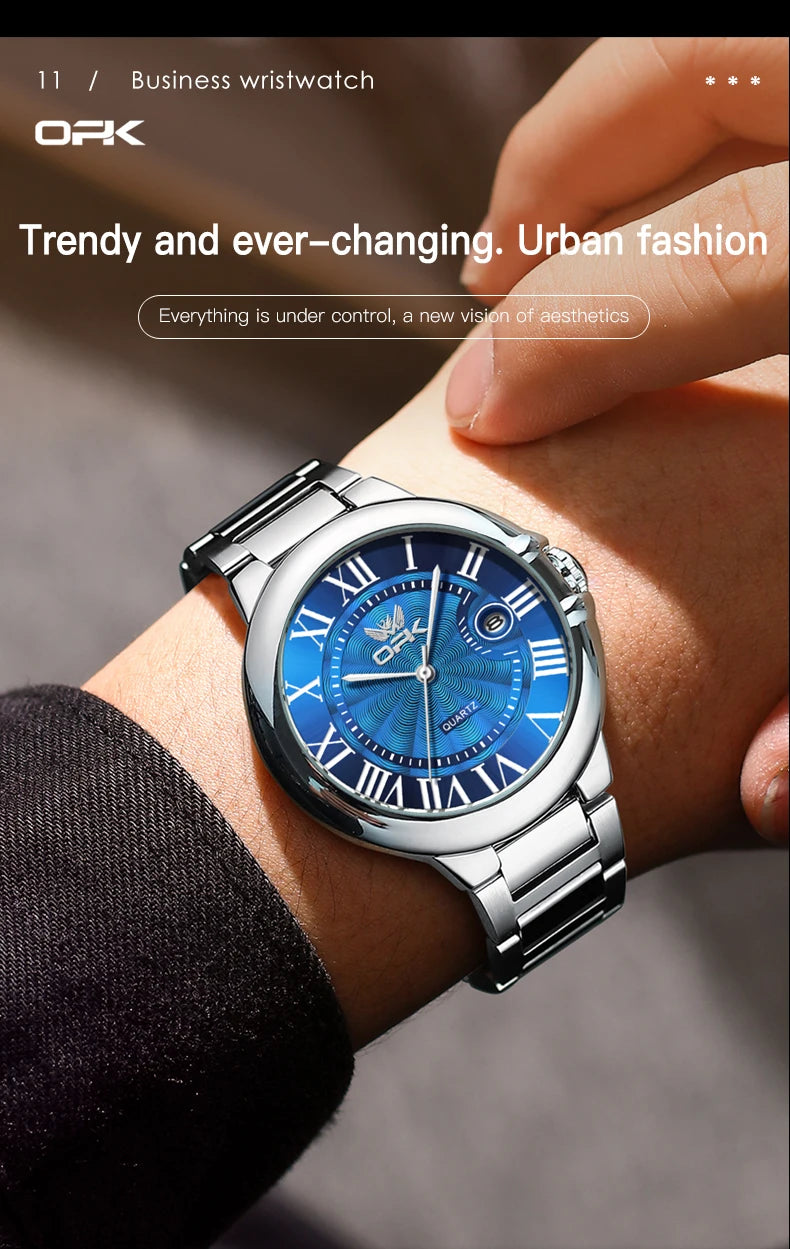 OPK 6039 Mens Watch Original Quartz Wristwatch Waterproof Luminous Watches For Man Automatic Date Watch With Box Reloj Hombre