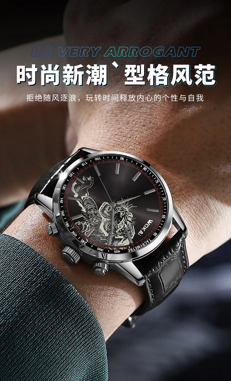 Fashionable casual men style and leisurely strap watch three eye six stitches leisure fashion activity watch, quartz watch