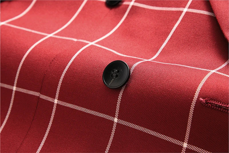 (Jacket +Pant+Vest) Luxury Men Groom Wedding Suits High Quality Business Social Prom Party Double Breasted Plaid Dress 3 Piece