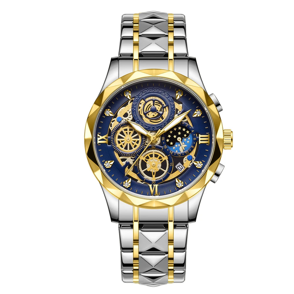 PENGAGAR Men Watch Fashion Quartz Watch Mens Top Brand Luxury All Steel Business Waterproof Sport Watch Relogio Masculino+BOX