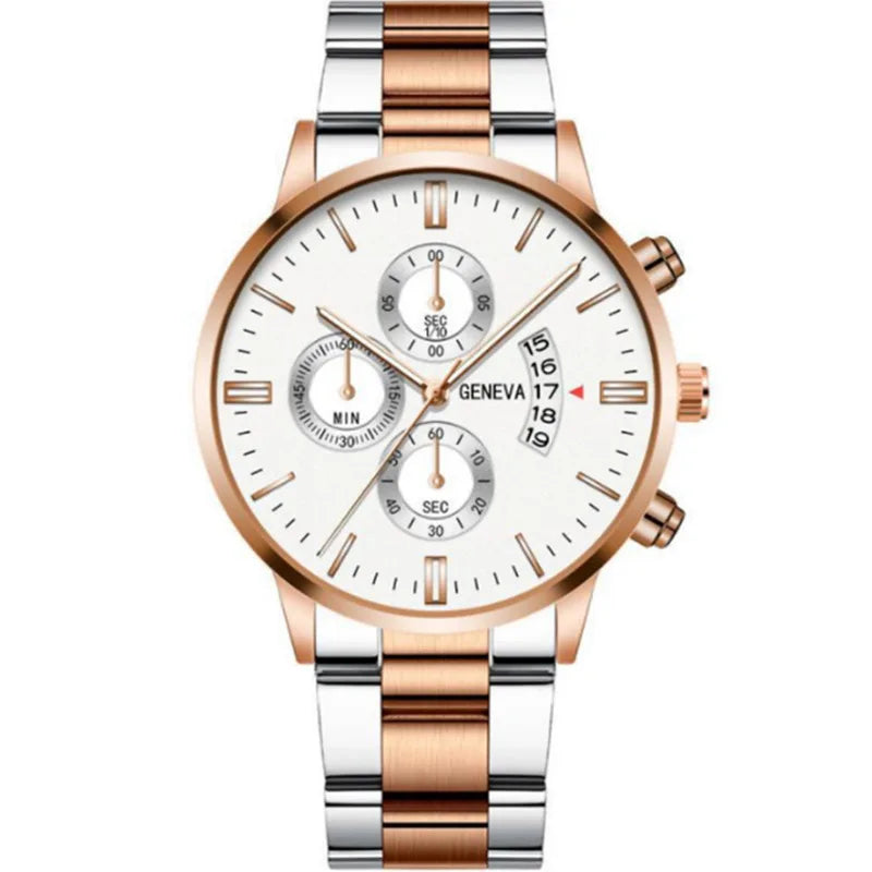 Fashion Men Stainless Steel Watch Luxury Calendar Quartz Wrist Watch Mens Business Watches for Man Clock Montre Homme