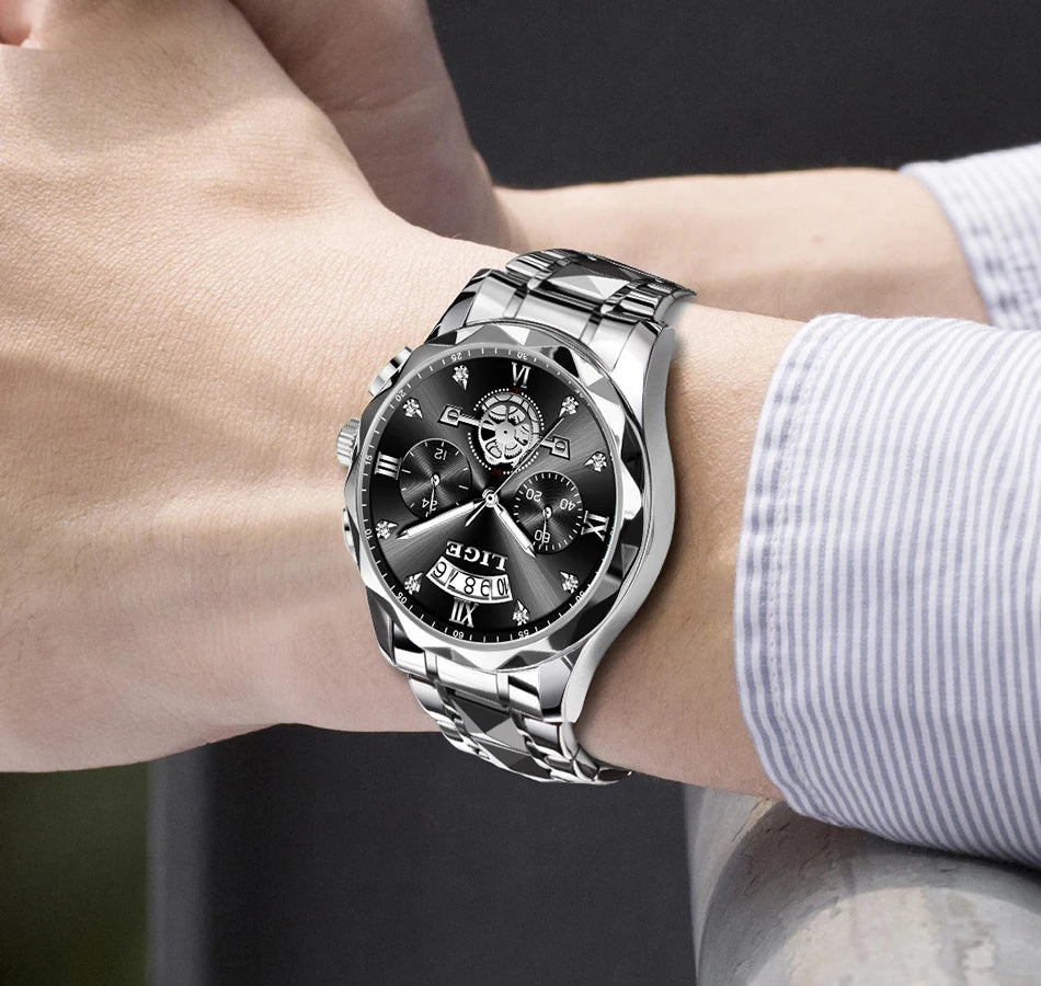 LIGE 2024 Fashion Mens Watch Luxury Business Waterproof Sports Quartz Wristwatches Luminous Date Casual Watches Men Reloj Hombre