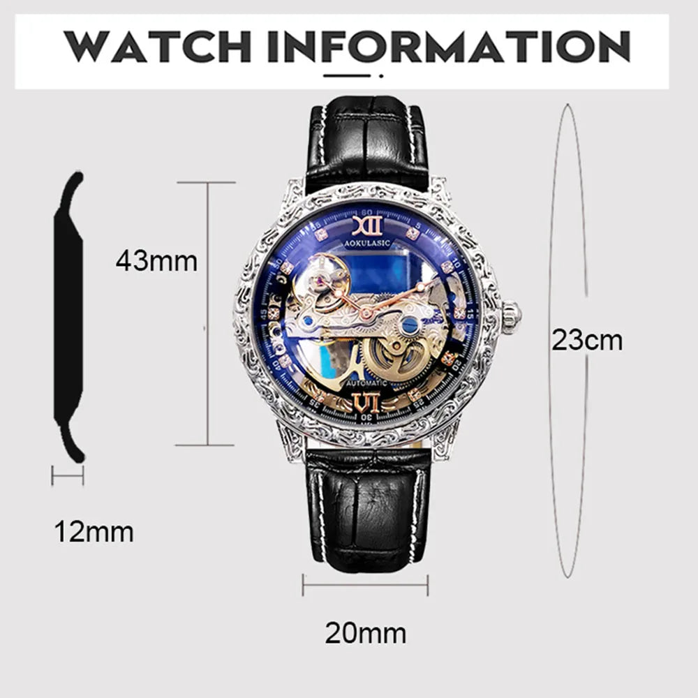 Fashion Mechanical Wristwatch Men's Luxury Brand Automatic Casual Watch Men's Sports Leather Waterproof Clock 2023 Renoj Hombre