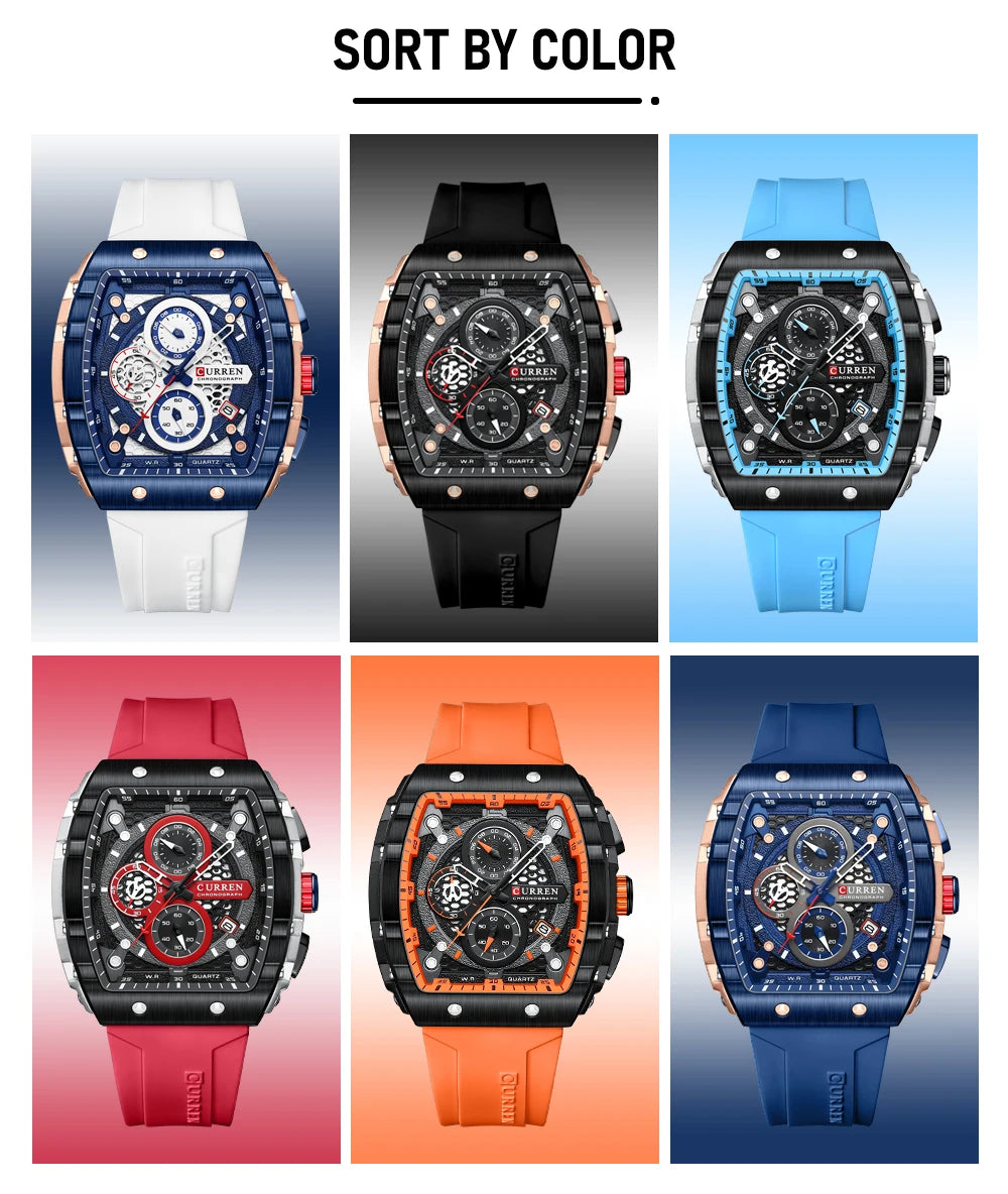 Curren 8442 Men Watch Date Business Stainless Steel Quartz Casual Luxury Fashion 6-Hand Relogio Masculino