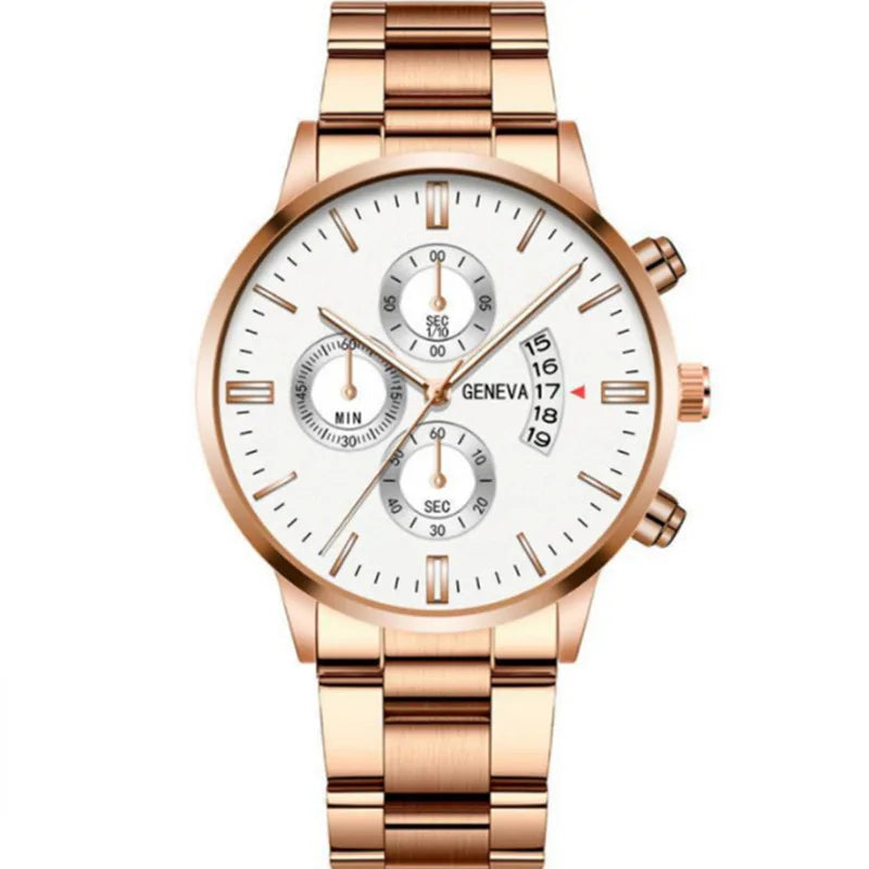 Fashion Men Stainless Steel Watch Luxury Calendar Quartz Wrist Watch Mens Business Watches for Man Clock Montre Homme