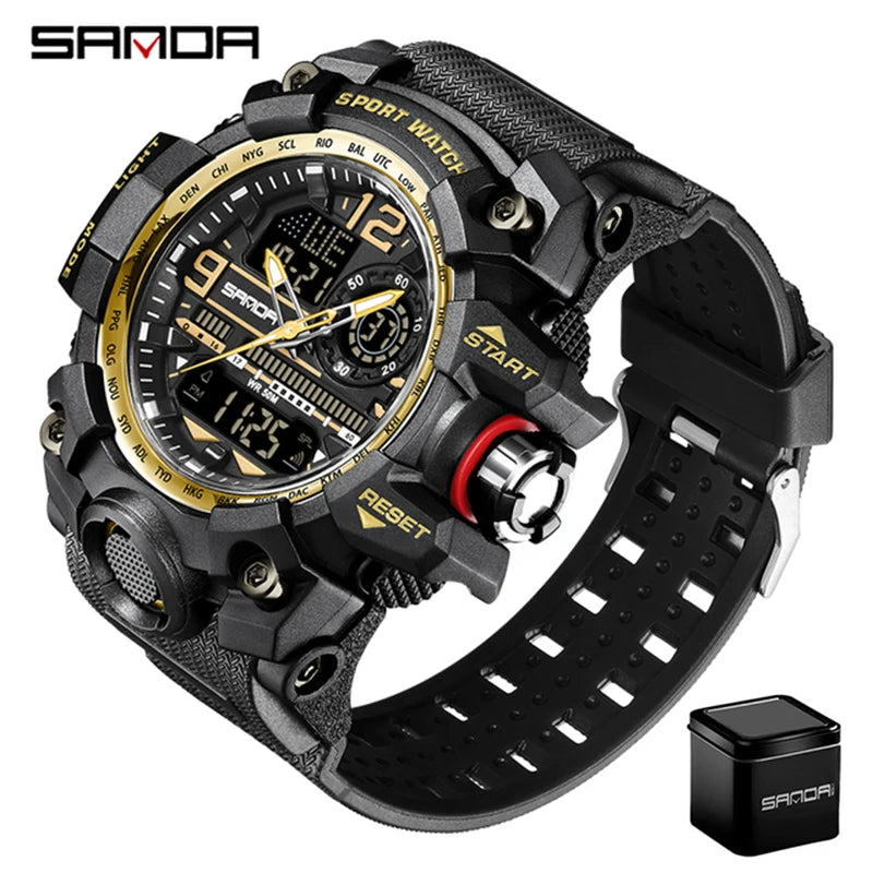 SANDA 3133 2022 G Style New Men's Watches 50M Waterproof Shock Sports Military Quartz Watch For Male Digital Wristwatch Clock