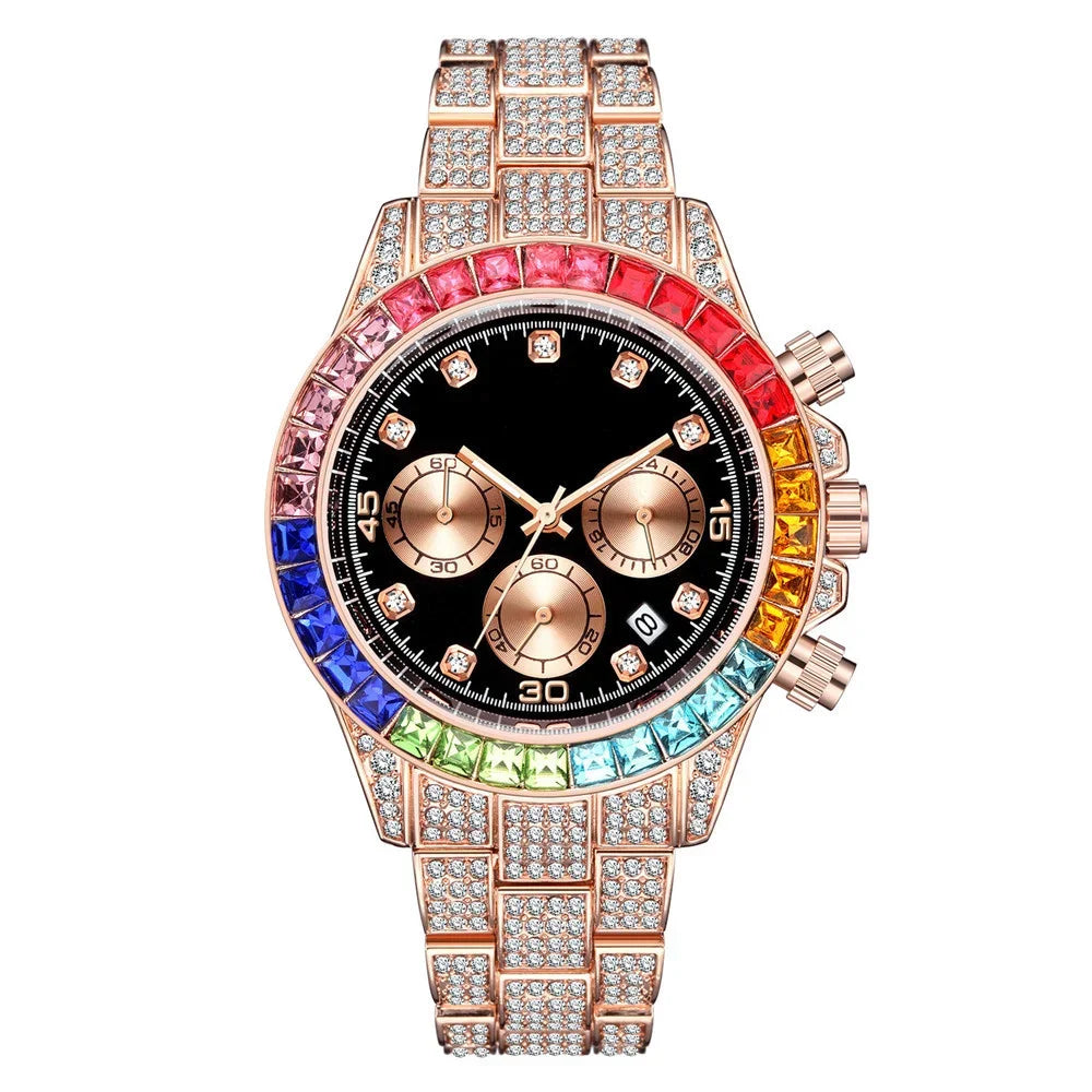 Luxury Men Colorful Watches Gold Silver Big Dial Man Wristwatch Sport Business Male Clock Relogio Masculino