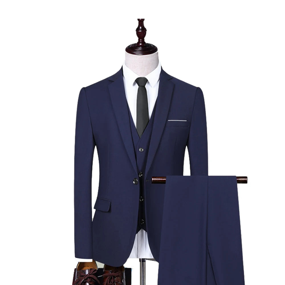 Men Suit Blazers For Wedding 3 Pieces 2 Sets Elegant Luxury Business Vest Pants Coats 2024 Formal Jackets Korean