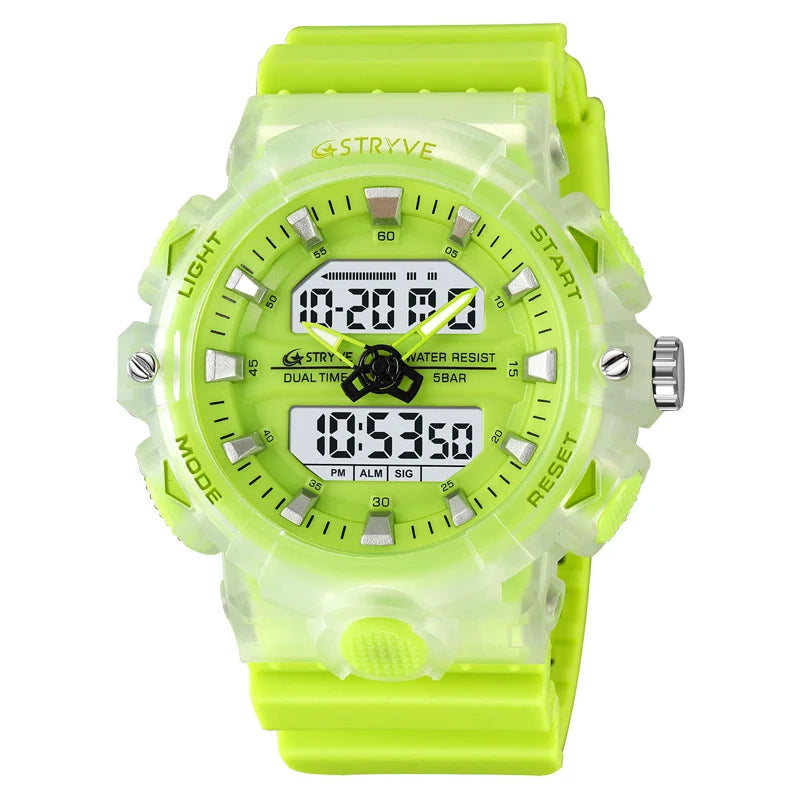 New STRYVE Watch for Men's High Quality Digital-Analog Dual Movement 5ATM Waterproof Watches Fashion Sports Men's Watch 8025