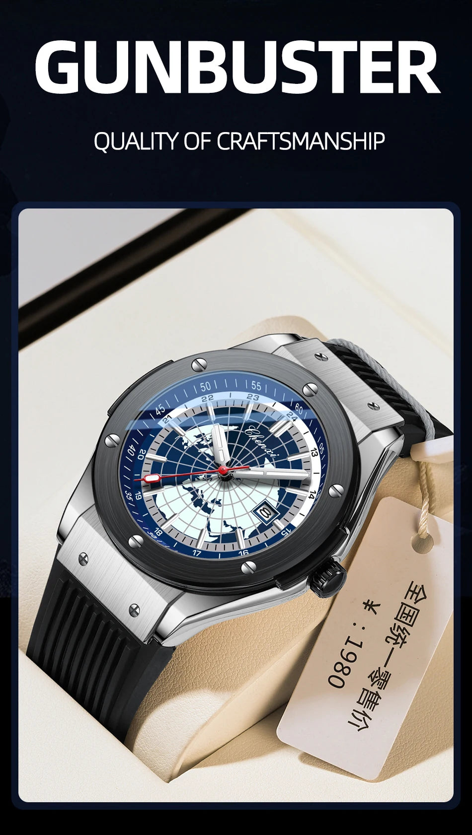 CHENXI 82442 Quartz Watch Men Casual Luxury Sport Watches Brand World Map Military Waterproof Wrist Watch for Male Clock Gift