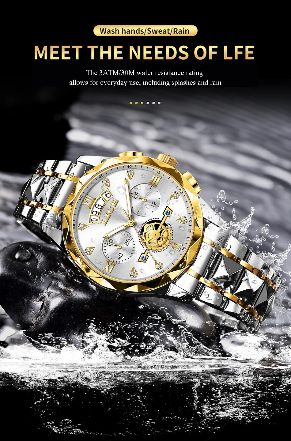 LIGE 2024 Fashion Mens Watch Luxury Business Waterproof Sports Quartz Wristwatches Luminous Date Casual Watches Men Reloj Hombre
