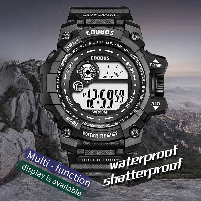 Waterproof Sport Men Watches 2024 Luxury Luminous Silicone Strap Military Wristwatch Man Calendar LED Digital Male Watch Hombre
