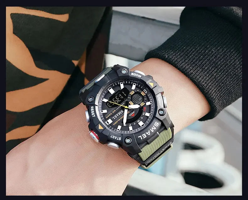 SMAEL 8040 50M Waterproof Wristwatch Stopwatch Alarm LED Light Digital Watches Men's Sports Watch Military Watches Men Watch
