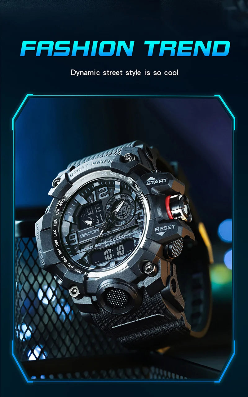 SANDA 3133 2022 G Style New Men's Watches 50M Waterproof Shock Sports Military Quartz Watch For Male Digital Wristwatch Clock