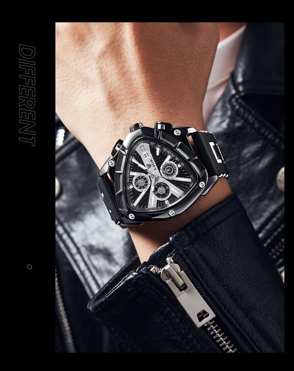LIGE Fashion Men Watch Triangle Chronograph Military Wristwatch Sport Army Mens Watches Luxury Waterproof Quartz Clock Man Reloj