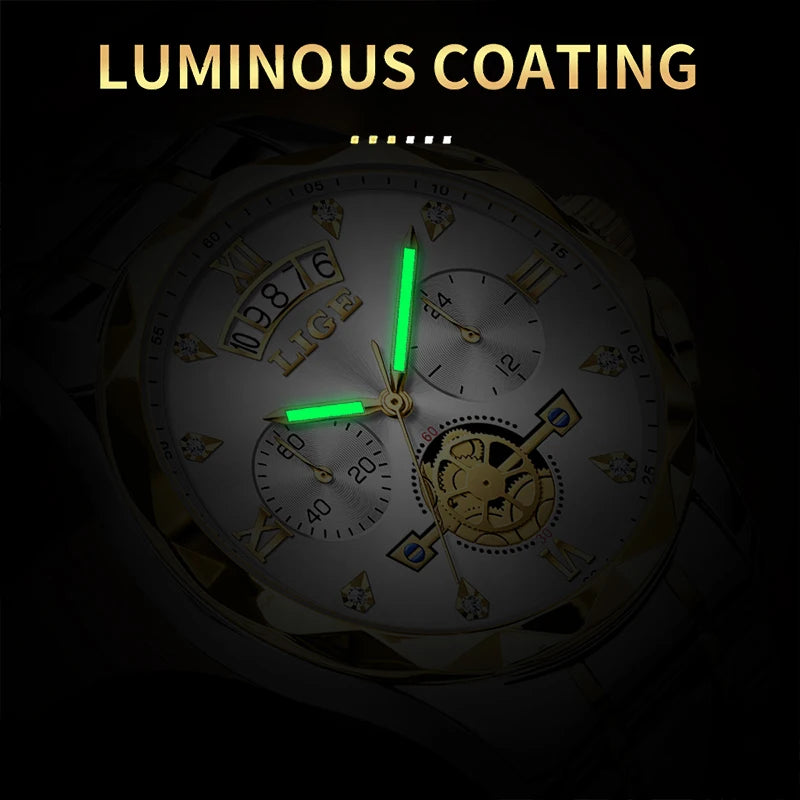 LIGE 2024 Fashion Mens Watch Luxury Business Waterproof Sports Quartz Wristwatches Luminous Date Casual Watches Men Reloj Hombre