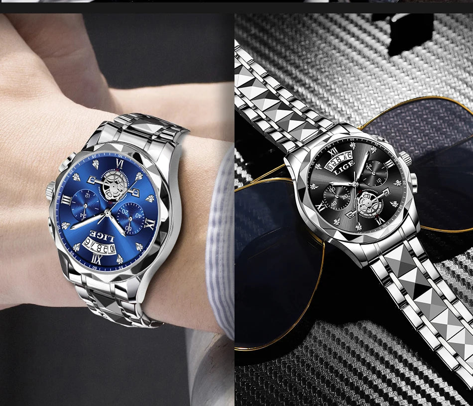 LIGE 2024 Fashion Mens Watch Luxury Business Waterproof Sports Quartz Wristwatches Luminous Date Casual Watches Men Reloj Hombre
