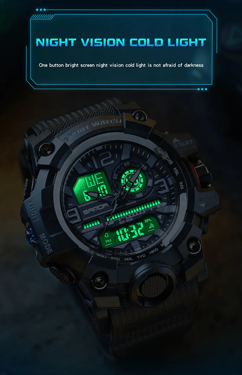 SANDA 3133 2022 G Style New Men's Watches 50M Waterproof Shock Sports Military Quartz Watch For Male Digital Wristwatch Clock