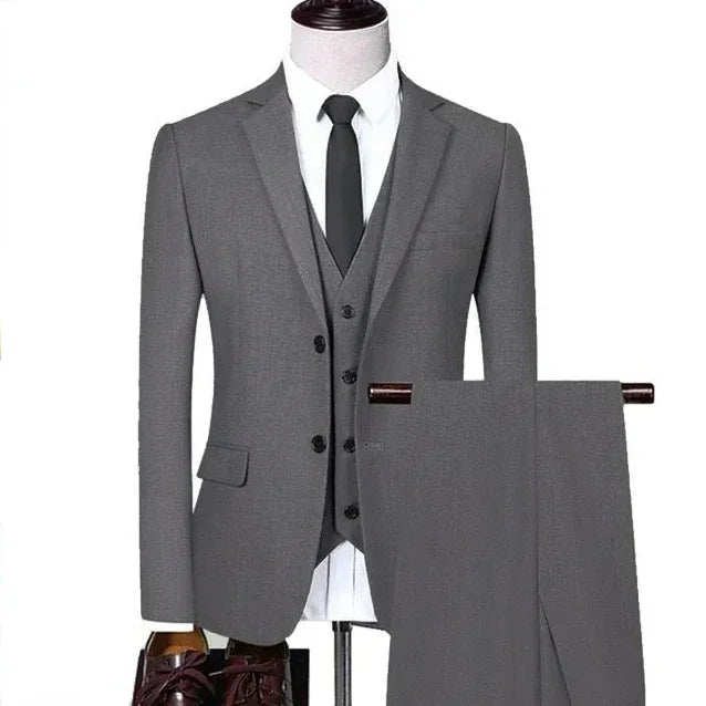 Men Suit Blazers For Wedding 3 Pieces 2 Sets Elegant Luxury Business Vest Pants Coats 2024 Formal Jackets Korean