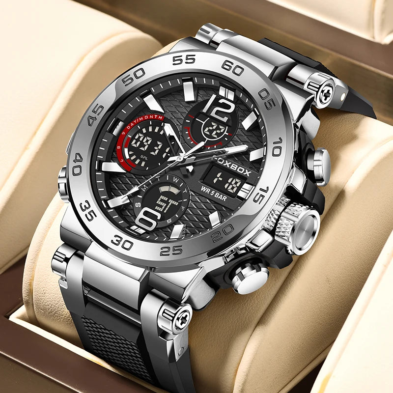 LIGE Luxury Mens Watch Fashion Man Quartz Wristwatch LED Display Luminous Waterproof Watches For Men Calendar Sport Male Clock