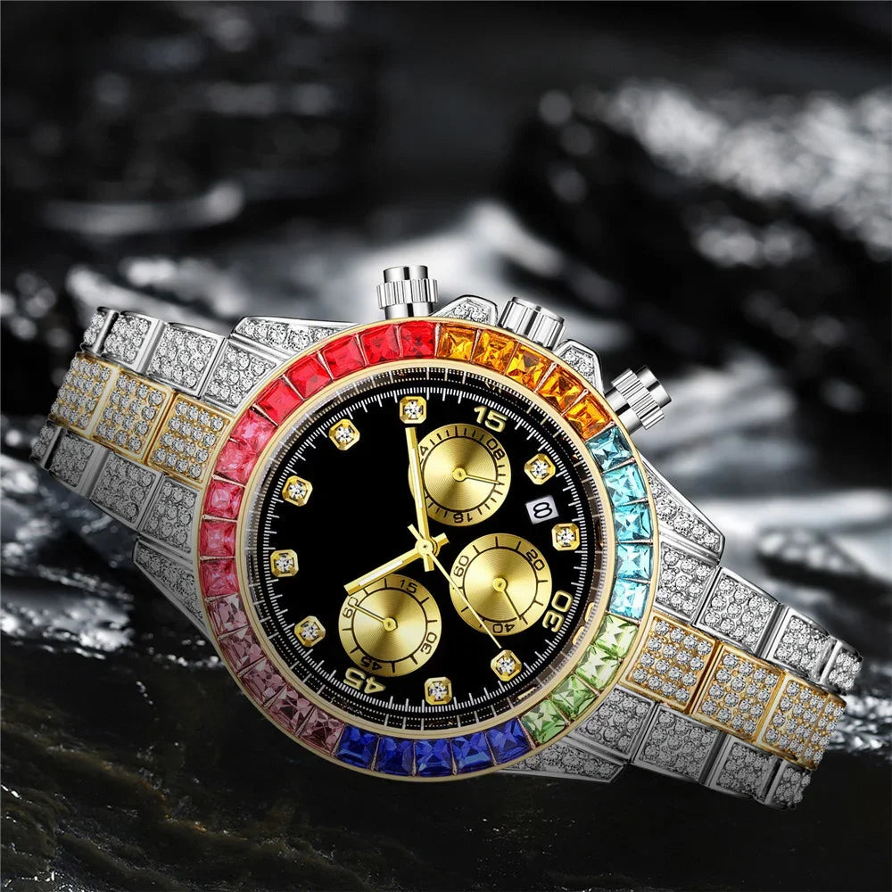 Luxury Men Colorful Watches Gold Silver Big Dial Man Wristwatch Sport Business Male Clock Relogio Masculino