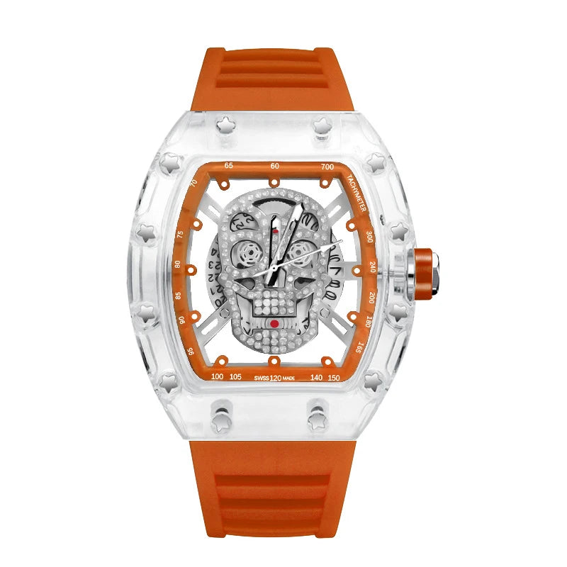 UTHAI New Men's Watch Fashion Trend Non Mechanical Watch Waterproof Luminous Skull Wine Bucket Quartz Watch Men's Gift V0020