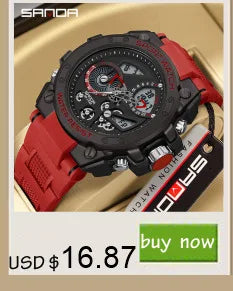 SANDA 6162 Men's Electronic Watch Creative Sports Waterproof Luminous Chronograph Pointer Digital Dual Display Wristwatches