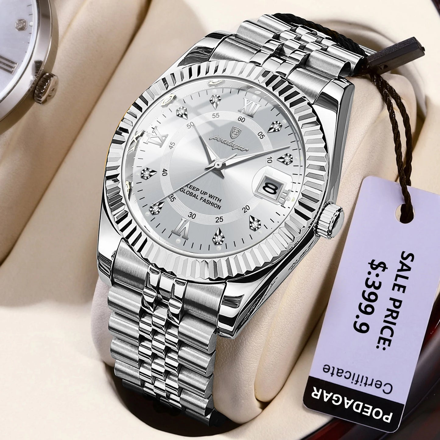 POEDAGAR Classic Men's Watches Luxury Fashion Threaded Bezel Watch for Man Luminous Date Waterproof Original Quartz Wristwatch