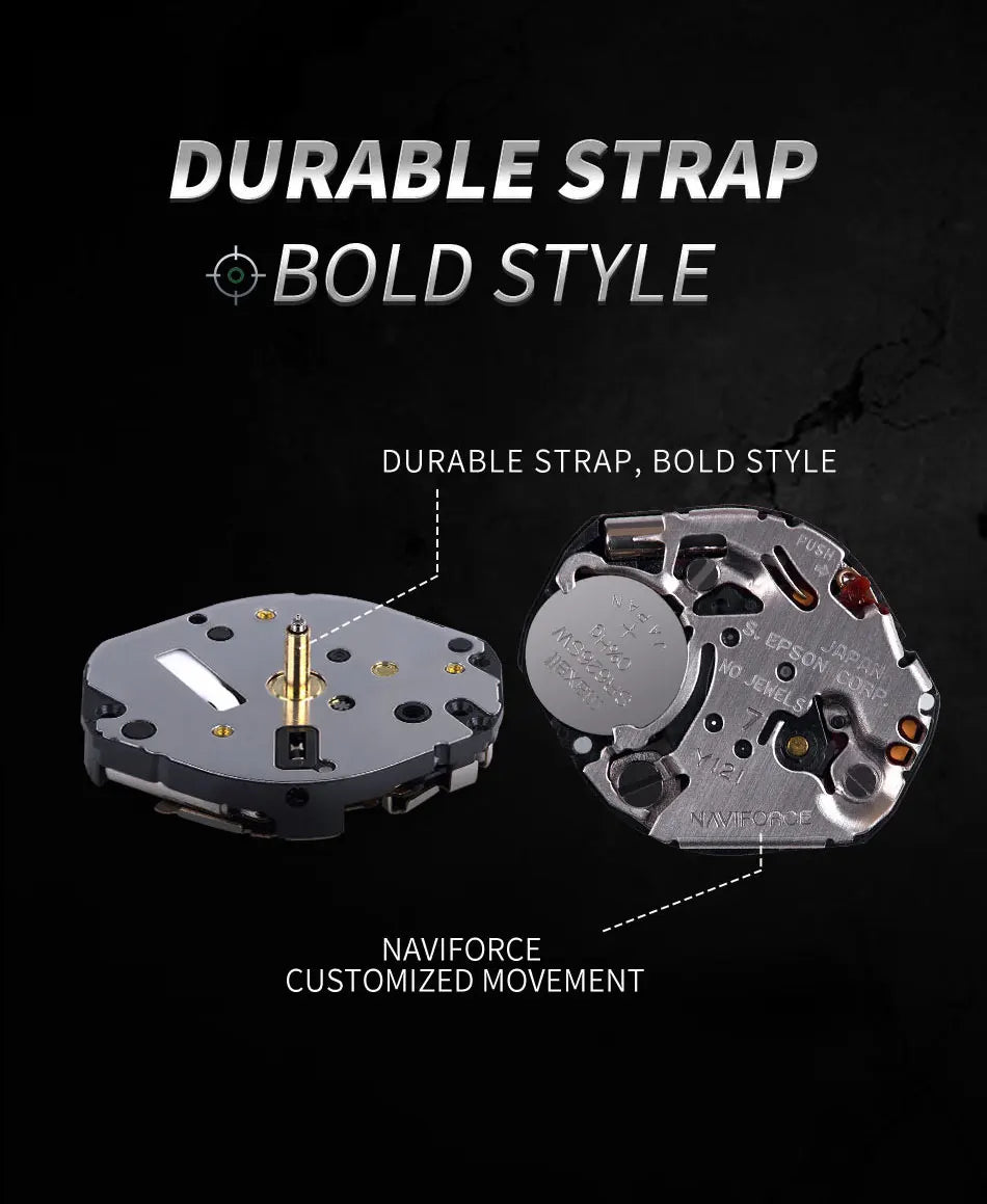 NAVIFORCE Military Sport Watches For Men Fashion Silicone Strap Waterproof Wrist watch Male Dual Display Luminous Alarm Clock