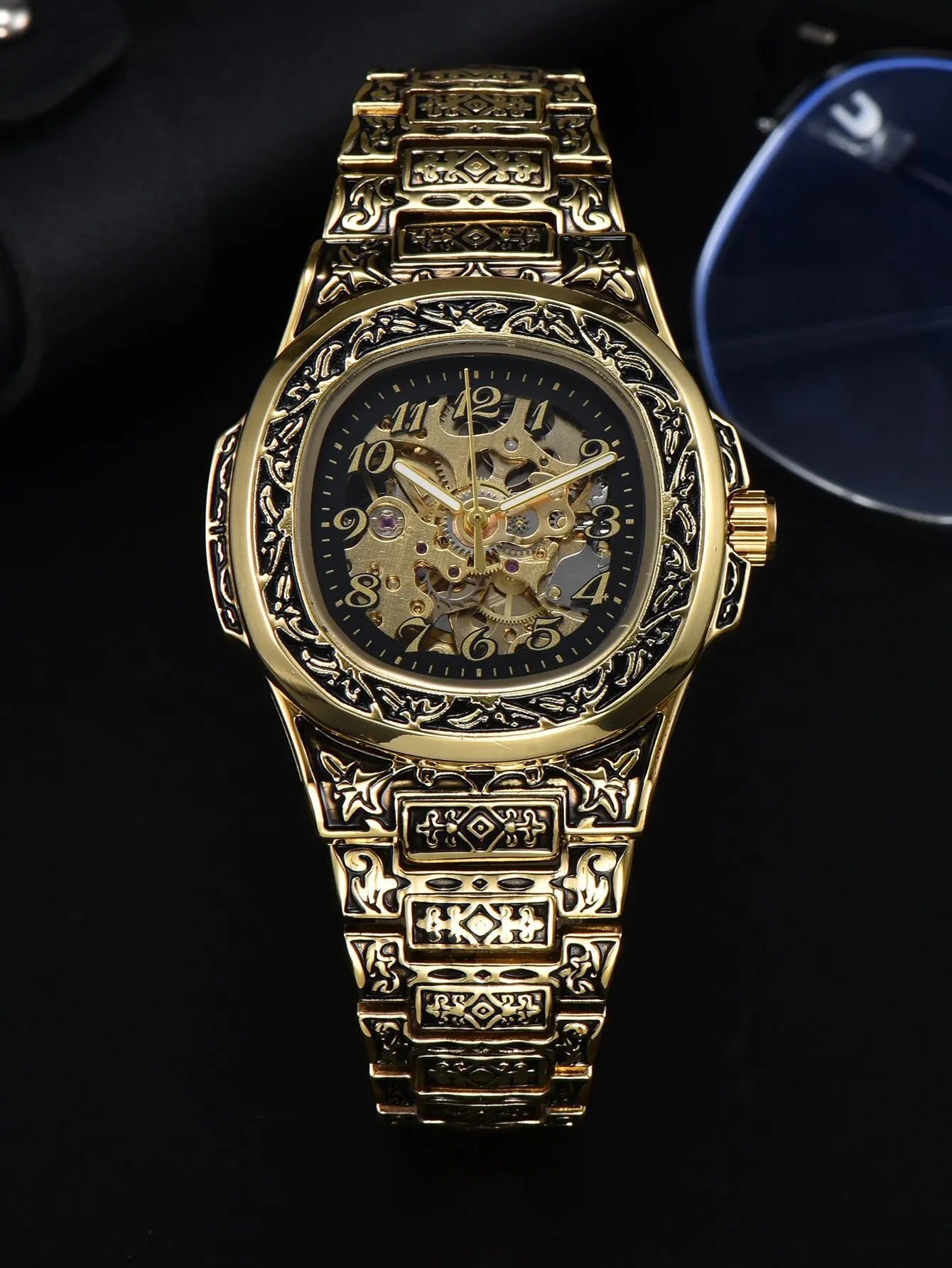LONGLUX automatic watch for man retro mechanical wristwatches luxury alloyl waterproof skeleton mens watch men gift