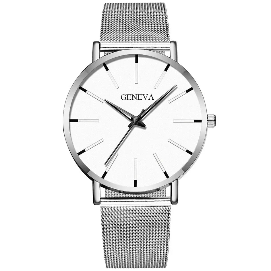 Minimalist Mens Fashion Ultra Thin Watches Simple Men Business Stainless Steel Mesh Belt Quartz Wrist Watch Relogio Masculino