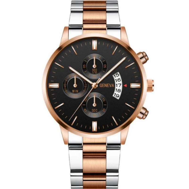 Fashion Men Stainless Steel Watch Luxury Calendar Quartz Wrist Watch Mens Business Watches for Man Clock Montre Homme