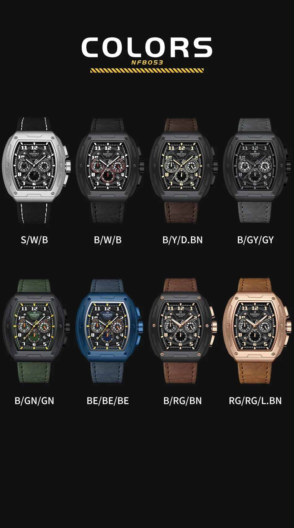 New NAVIFORCE Trend Brand Sport Quartz Chronograph Watches Men Fashion Water Resistant Casual Wristwatch Clock Relogio Masculino