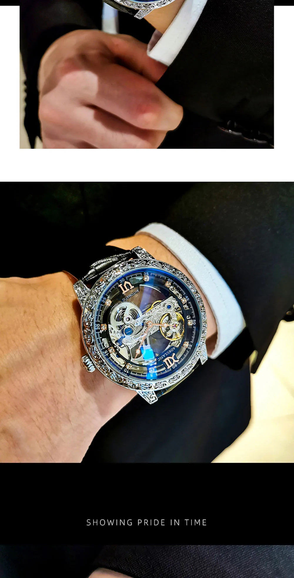 Fashion Mechanical Wristwatch Men's Luxury Brand Automatic Casual Watch Men's Sports Leather Waterproof Clock 2023 Renoj Hombre