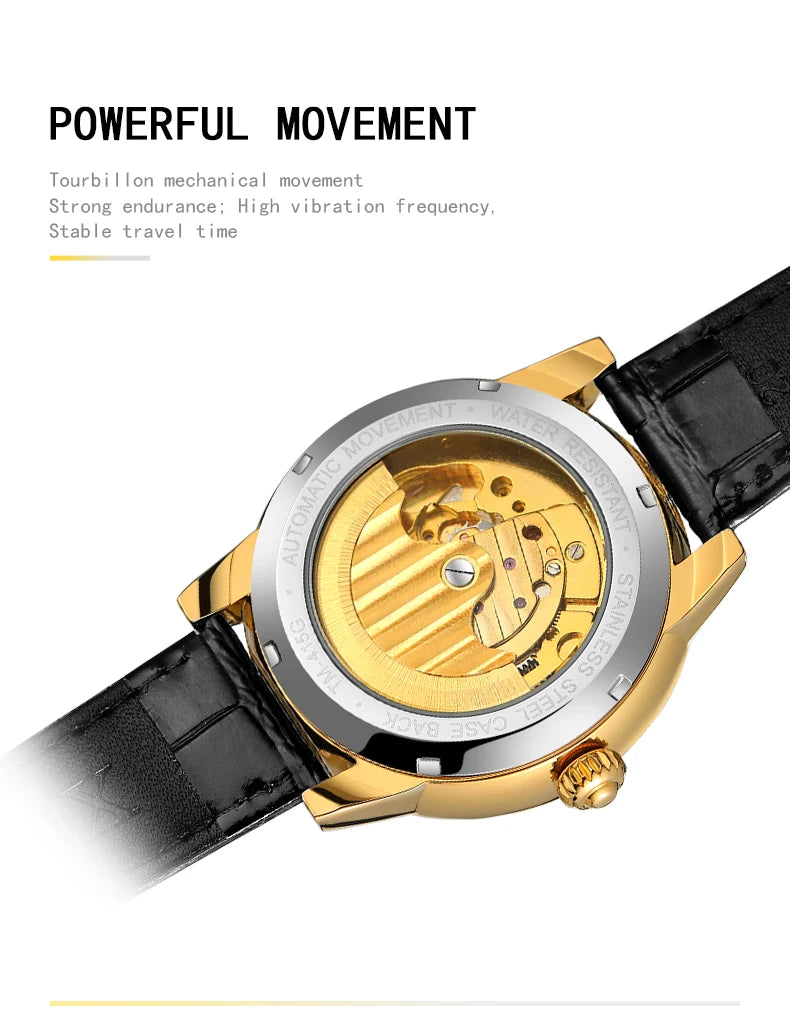 SKROX Original Gold Tiger Diamond Elegant Men's Watch Moon Phase Tourbillon Automatic Mechanical High-end Luxury Male Clockwork