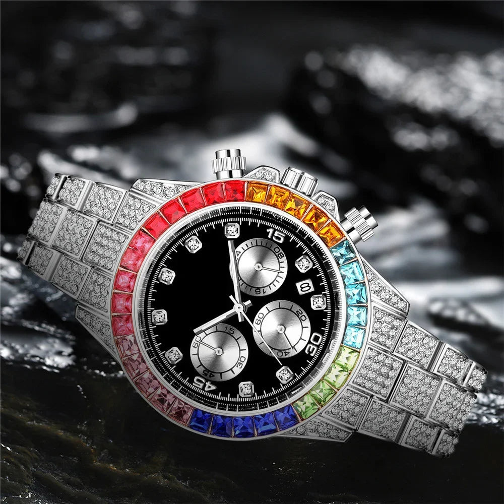 Luxury Men Colorful Watches Gold Silver Big Dial Man Wristwatch Sport Business Male Clock Relogio Masculino