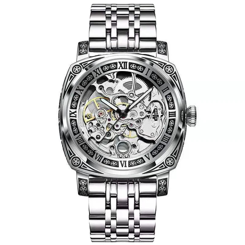 New Mens Watch Top brands Automatic man watches skeleton Fashion Male Clock Business Mechanical Wristwatch relogio masculino
