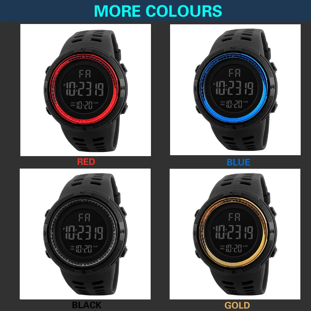 YIKAZE Men's Digital Watches Waterproof Outdoor Men Sports Watch Fitness Electronic Watch Military Sports Clock Kids Gifts