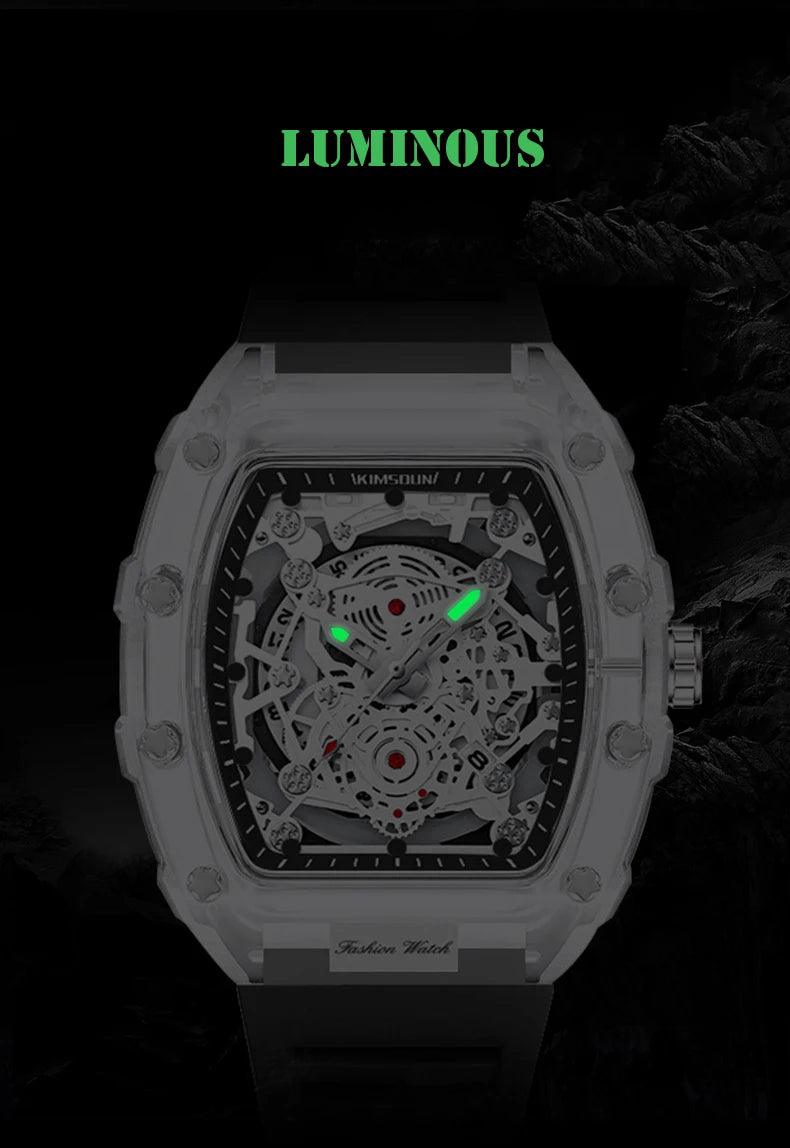 UTHAI Men Watch Sports Personality Wine Barrel Quartz Wristwatch Transparent Waterproof Calendar Male Fashion Clock Watches Gift