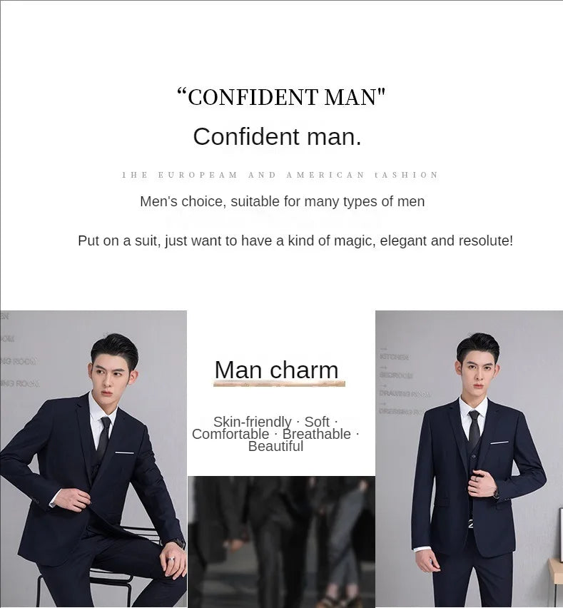 Suit For Men Wedding 3 Pieces 2 Sets Blazers Elegant High Quality Jackets Vest Pants Luxury Coats 2024 Formal Classic Clothing