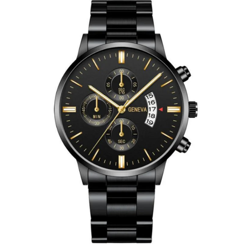 Fashion Men Stainless Steel Watch Luxury Calendar Quartz Wrist Watch Mens Business Watches for Man Clock Montre Homme