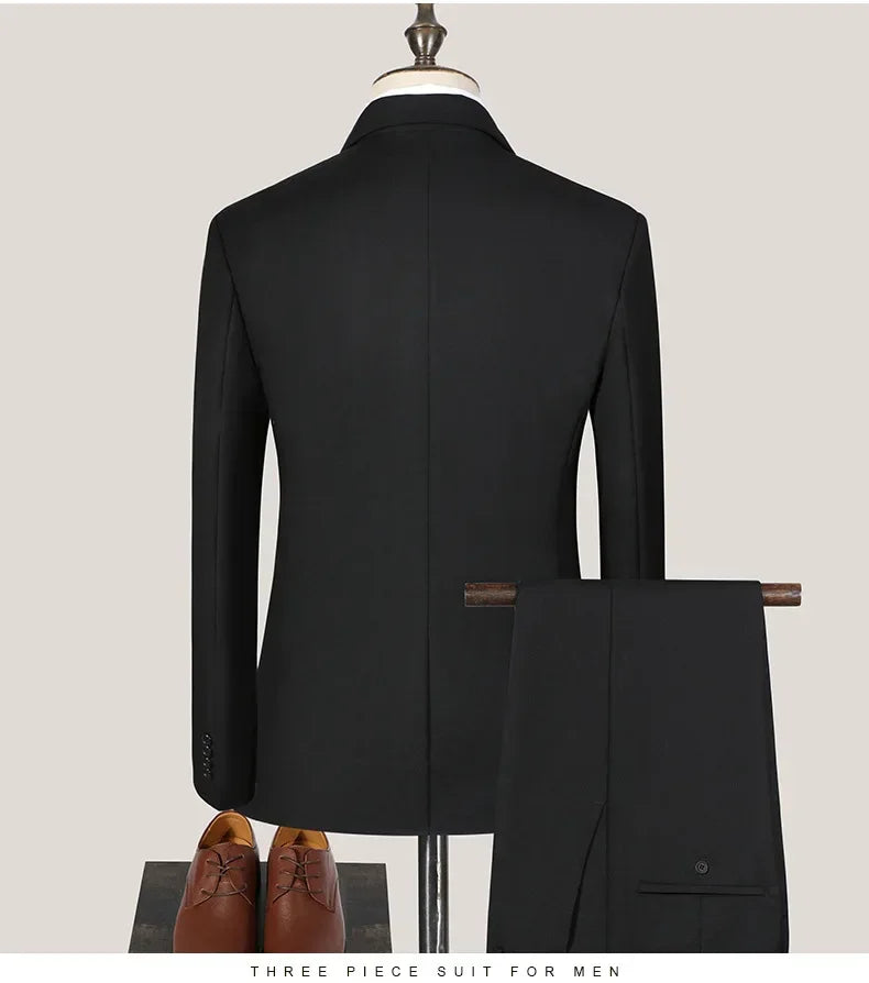 Men Suit Blazers For Wedding 3 Pieces 2 Sets Elegant Luxury Business Vest Pants Coats 2024 Formal Jackets Korean