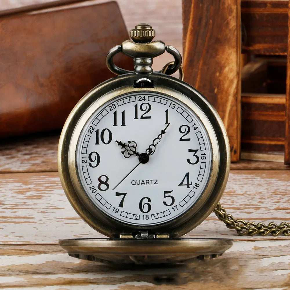 Pocket watch women's necklace pendant vintage pocket watch classic boy style style flip hollowed out gear Roman figure