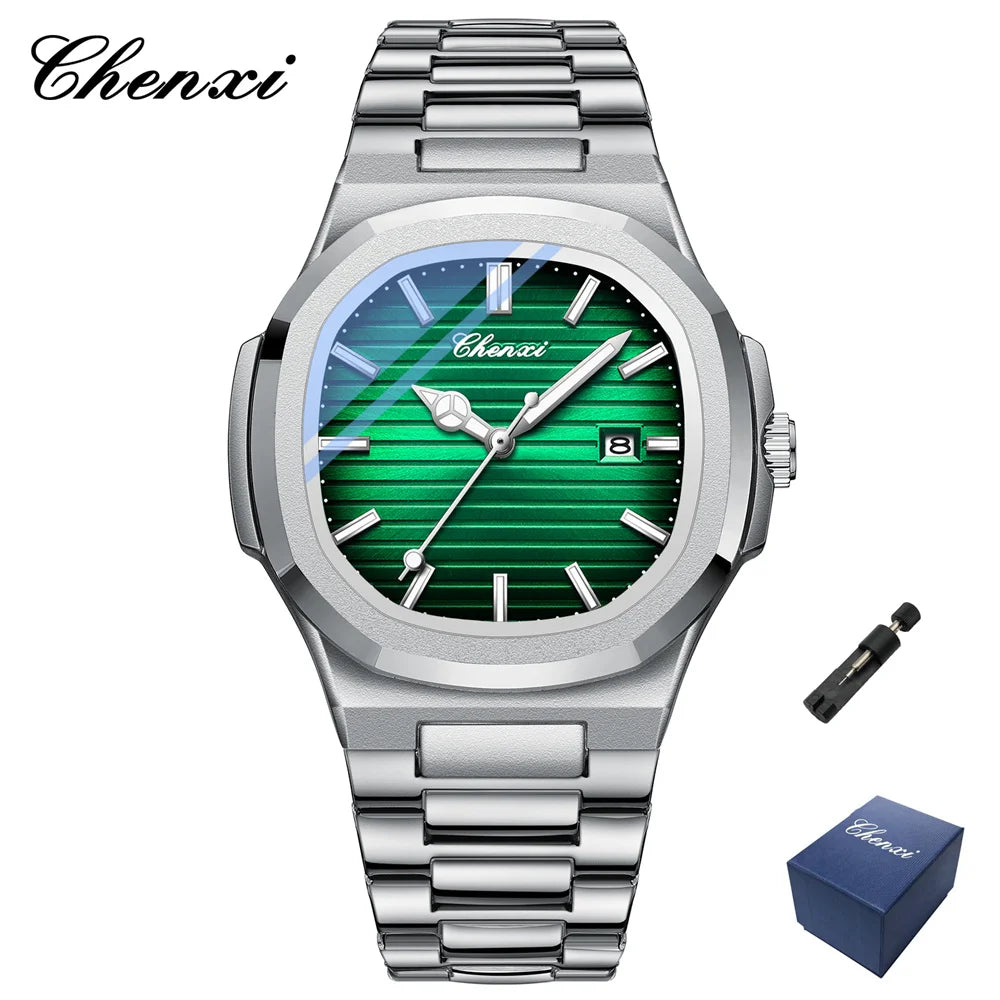 CHENXI 8222 Luxury Stainless Steel Wristwatch Quartz Waterproof Luminous Men Watches Reloj Hombre часы мужские наручные