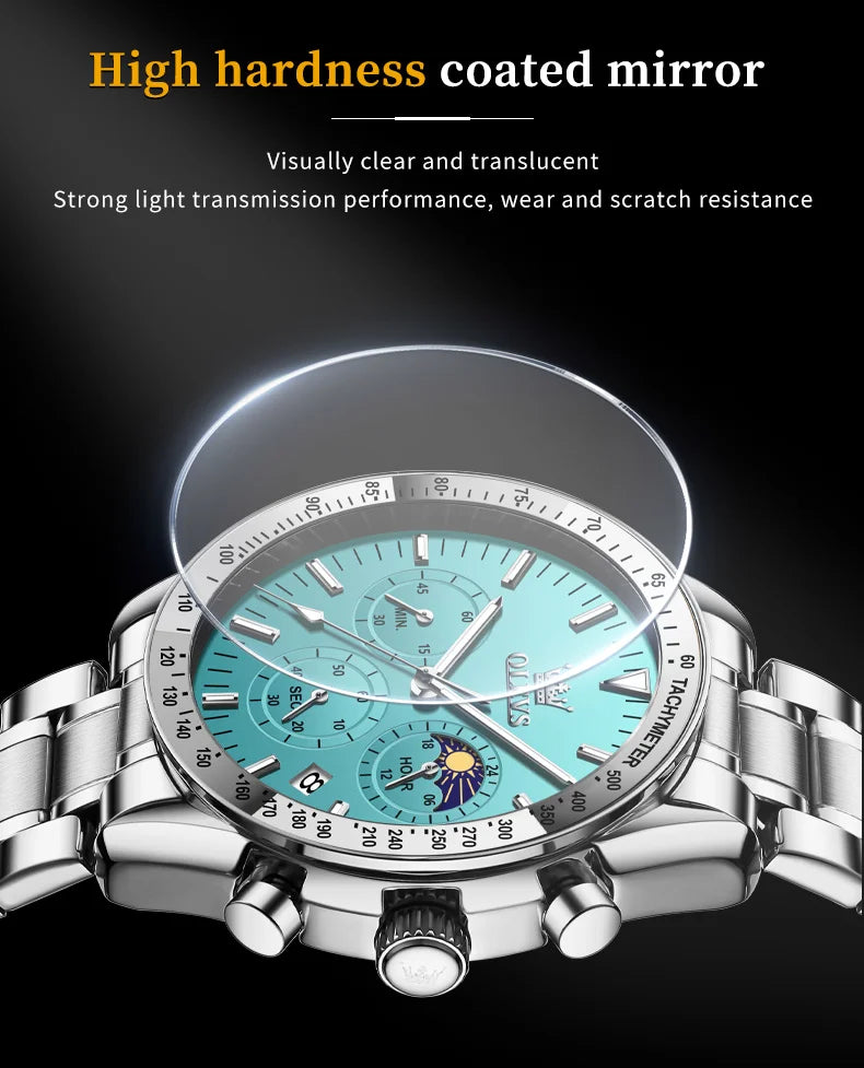 OLEVS 3618 Mens Watch Original Brand Waterproof Luminous Quartz Wristwatch Watch For Man Multifunctional Chronograph With Box