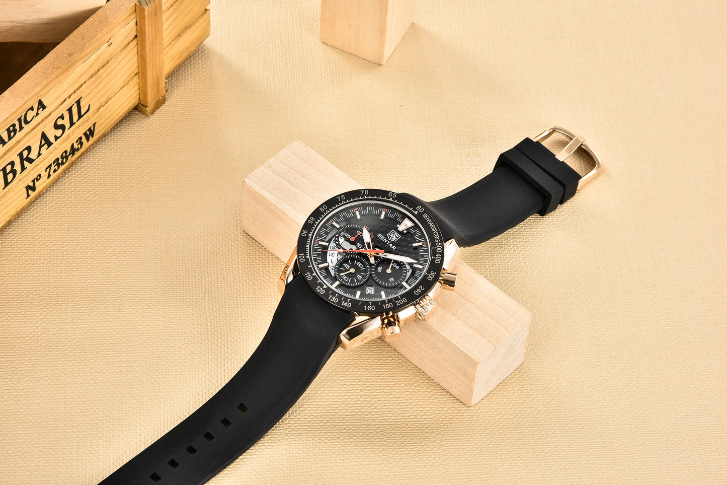 BENYAR Top Brand New Men Watches Leather Strap Luxury Waterproof Sport Quartz Chronograph Military Watch Men Clock Reloj Hombre
