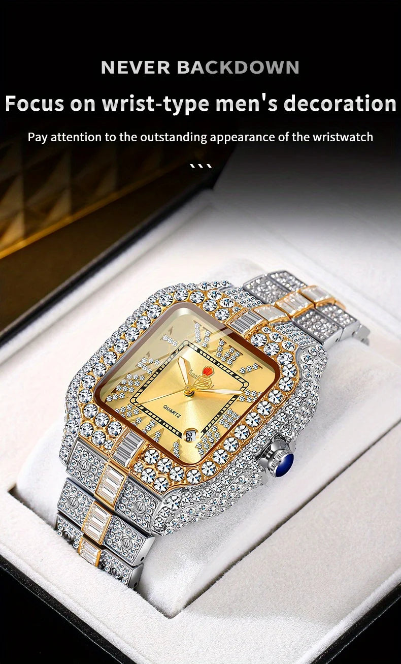 New Luxury Quartz Waterproof Quartz Watch for Men and Women with Water Diamonds embellished on Men's and Women's Clocks