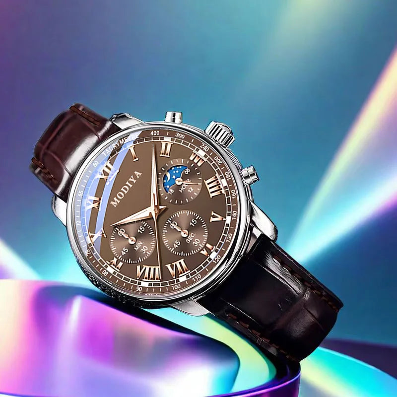 High Quality Men's Luxury Belt Fashion Quartz Watch Men Round Business Student Sport Waterproof Glow Clock
